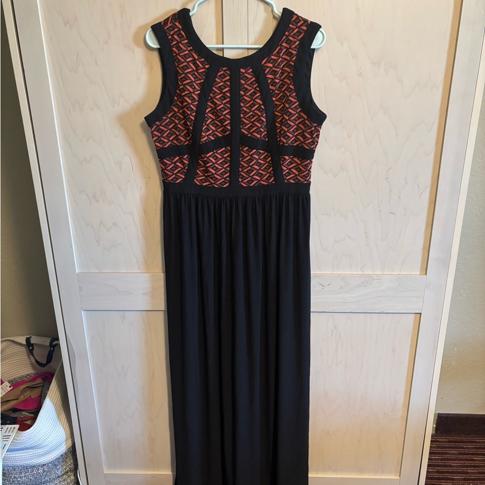 R&M Richards Black and Red Maxi Dress